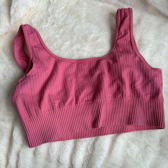 Pink Ribbed Sports Bra Neu Apparel Neuapparel XS Extra Small Seamless - Picture 4 of 8